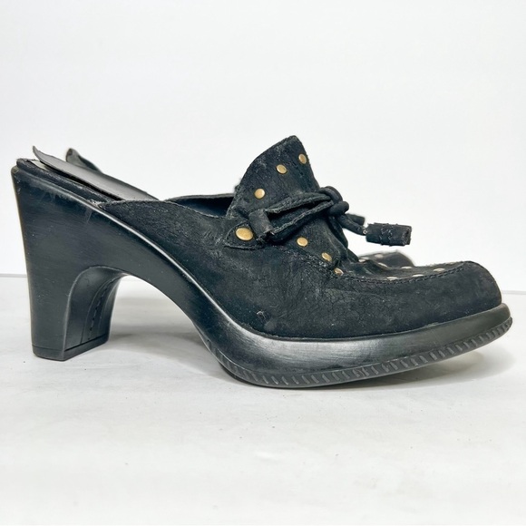 VTG Y2K Fashion Bug Black Heeled Clogs Studded Size 8 Women’s - Picture 4 of 4